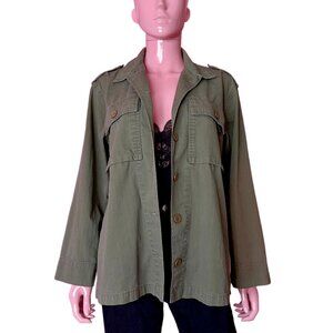 4SI3NNA M Olive Green Jacket Cotton Collar Button Lightweight Casual Grunge Alt